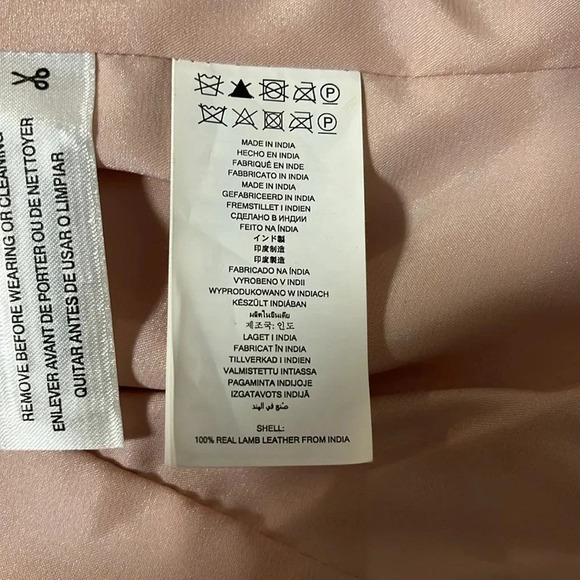 NWOT MICHAEL KORS Genuine Leather Pink Moto Jacket, Size L - Picture 14 of 16